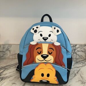 Disney Blue and Black Small Backpack with dogs